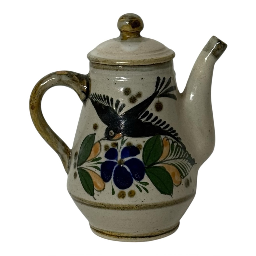 Tonala‎ Pottery Handmade Pitcher With Lid Cream Pitcher Signed Mexico